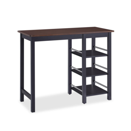 Table mange debout Campagne avec 2 tabourets - Noir et marron - Structure en Bois d'hévéa