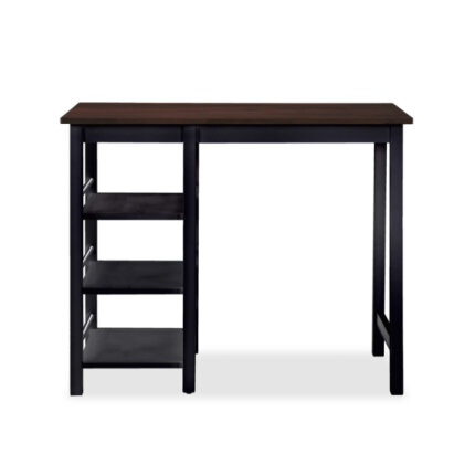 Table mange debout Campagne avec 2 tabourets - Noir et marron - Structure en Bois d'hévéa