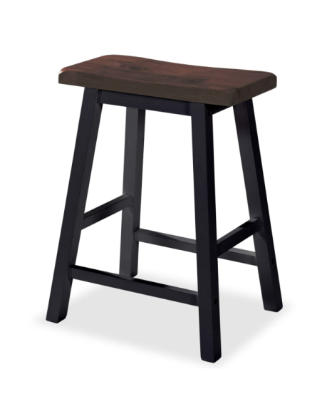 Table mange debout Campagne avec 2 tabourets - Noir et marron - Structure en Bois d'hévéa