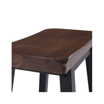 Table mange debout Campagne avec 2 tabourets - Noir et marron - Structure en Bois d'hévéa