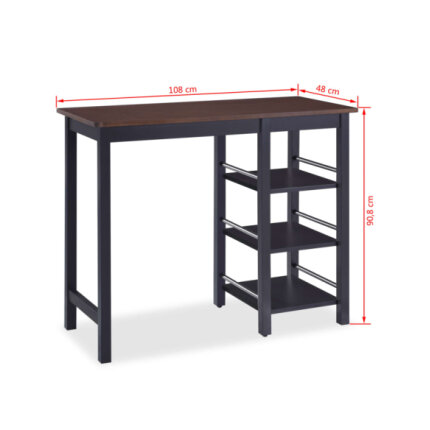 Table mange debout Campagne avec 2 tabourets - Noir et marron - Structure en Bois d'hévéa