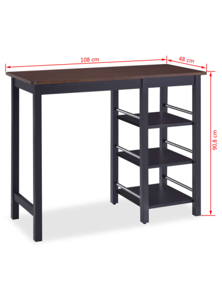 Table mange debout Campagne avec 2 tabourets - Noir et marron - Structure en Bois d'hévéa