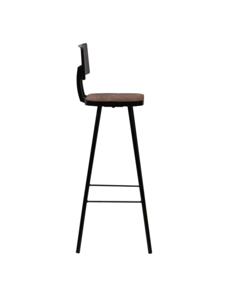Table mange debout Industriel avec 2 tabourets - Blanc - Métal et Bois