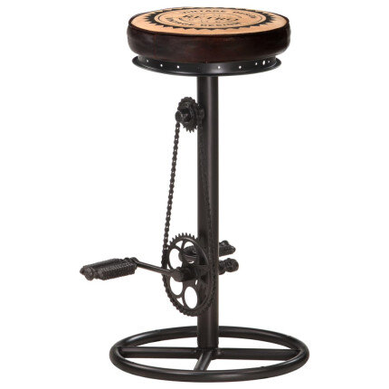 Tabourets de bar industriel en lot de 2 en cuir véritable Brun 44 x 44 x 75 cm {attributes}