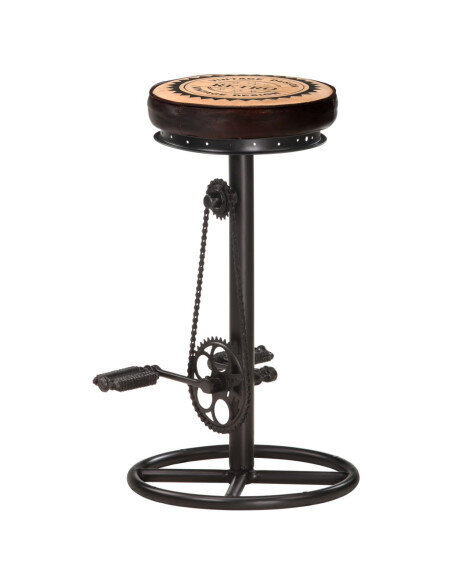 Tabourets de bar industriel en lot de 2 en cuir véritable Brun 44 x 44 x 75 cm {attributes}