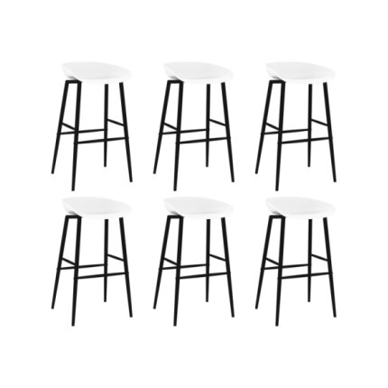 Table mange debout Scandinave avec 6 tabourets - Blanc - Bois et métal