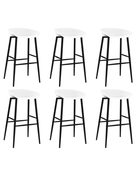 Table mange debout Scandinave avec 6 tabourets - Blanc - Bois et métal