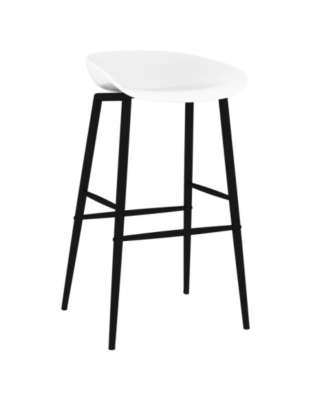 Table mange debout Scandinave avec 6 tabourets - Blanc - Bois et métal