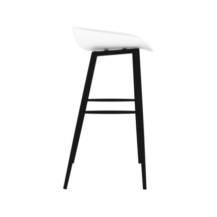 Table mange debout Scandinave avec 6 tabourets - Blanc - Bois et métal