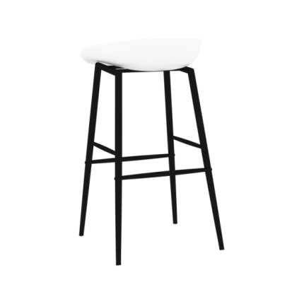 Table mange debout Scandinave avec 6 tabourets - Blanc - Bois et métal