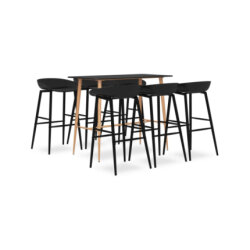 Table mange debout Scandinave avec 6 tabourets - Noir - Bois et métal