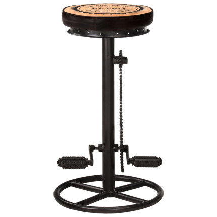 Tabourets de bar industriel en lot de 2 en cuir véritable Brun 44 x 44 x 75 cm {attributes}