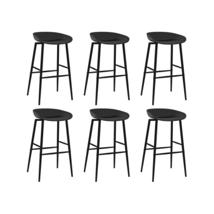 Table mange debout Scandinave avec 6 tabourets - Noir - Bois et métal