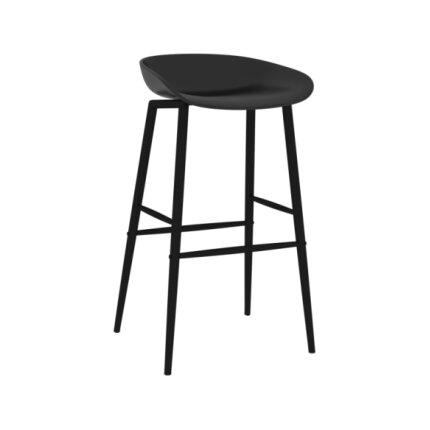 Table mange debout Scandinave avec 6 tabourets - Noir - Bois et métal