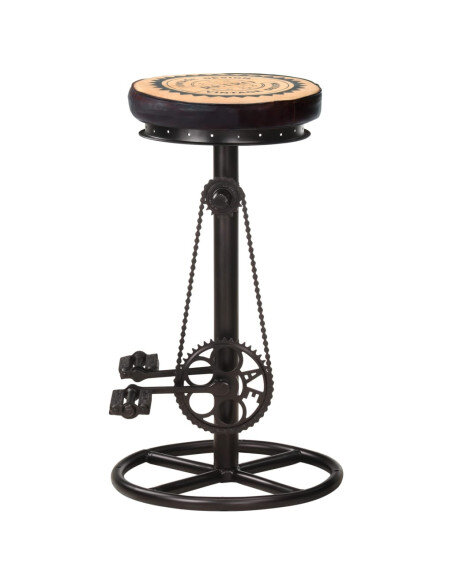 Tabourets de bar industriel en lot de 2 en cuir véritable Brun 44 x 44 x 75 cm {attributes}