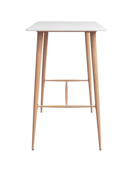 Table mange debout Scandinave avec 6 tabourets - Blanc et noir - Bois et métal