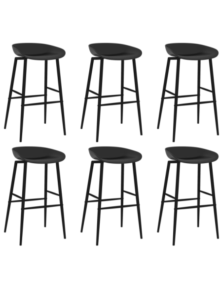 Table mange debout Scandinave avec 6 tabourets - Blanc et noir - Bois et métal