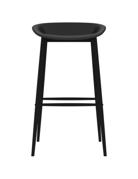 Table mange debout Scandinave avec 6 tabourets - Blanc et noir - Bois et métal