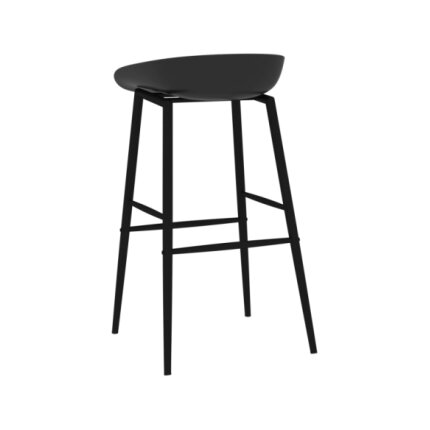 Table mange debout Scandinave avec 6 tabourets - Blanc et noir - Bois et métal