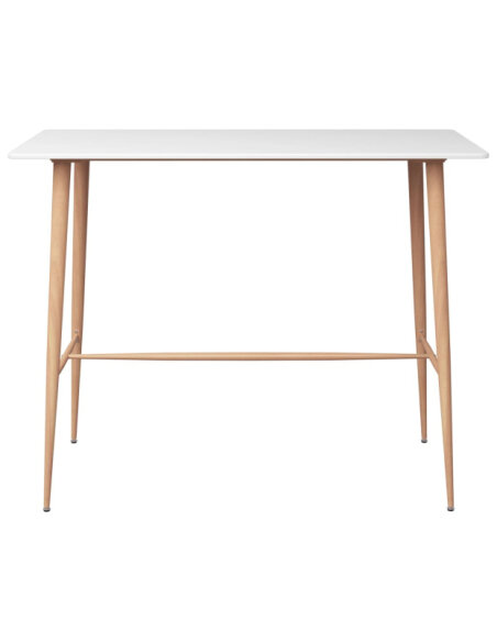 Table mange debout Scandinave avec 6 tabourets - Blanc et noir - Bois et métal