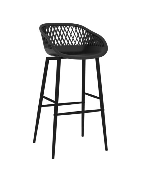 Table mange debout Scandinave avec 6 tabourets - Blanc et noir - Bois et métal