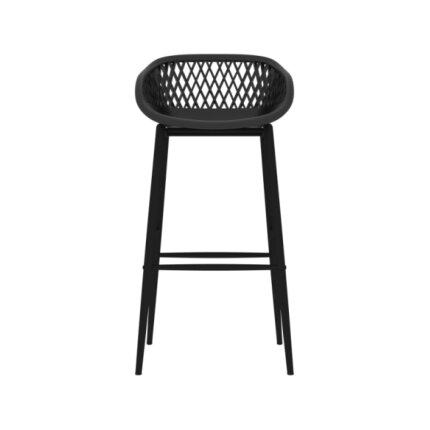 Table mange debout Scandinave avec 6 tabourets - Blanc et noir - Bois et métal