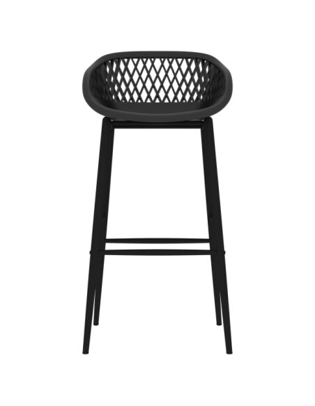 Table mange debout Scandinave avec 6 tabourets - Blanc et noir - Bois et métal