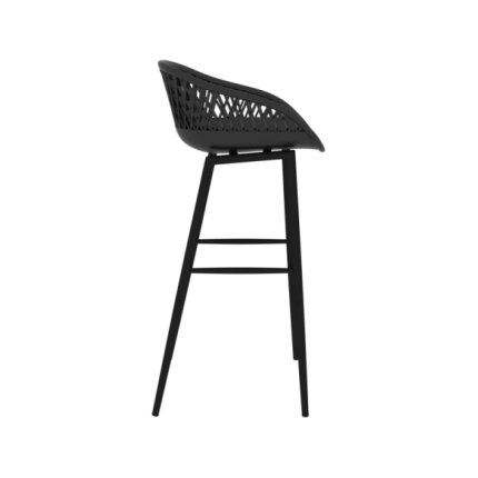 Table mange debout Scandinave avec 6 tabourets - Blanc et noir - Bois et métal