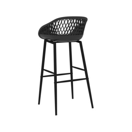 Table mange debout Scandinave avec 6 tabourets - Blanc et noir - Bois et métal