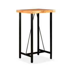 Table mange debout Industriel avec 2 tabourets - Marron et noir - Cuir naturel et acier 2