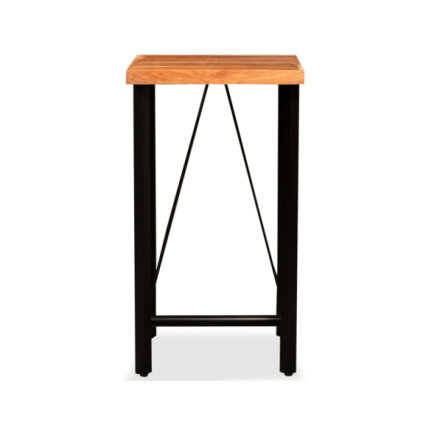 Table mange debout Industriel avec 2 tabourets - Marron et noir - Cuir naturel et acier