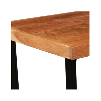 Table mange debout Industriel avec 2 tabourets - Marron et noir - Cuir naturel et acier