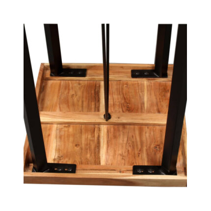 Table mange debout Industriel avec 2 tabourets - Marron et noir - Cuir naturel et acier