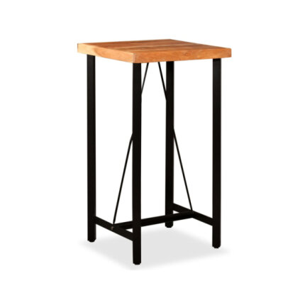 Table mange debout Industriel avec 2 tabourets - Marron et noir - Cuir naturel et acier