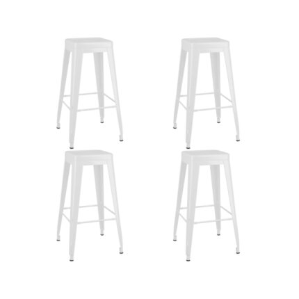 Table mange debout Scandinave avec 4 tabourets - Blanc - Bois et métal