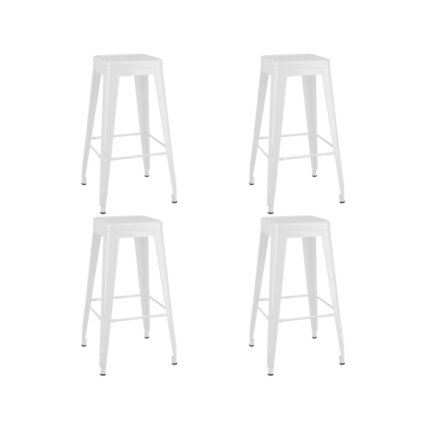 Table mange debout Scandinave avec 4 tabourets - Noir et blanc - Bois et métal