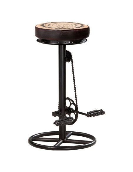 Tabourets de bar industriel en lot de 2 en cuir véritable Brun 44 x 44 x 75 cm {attributes}