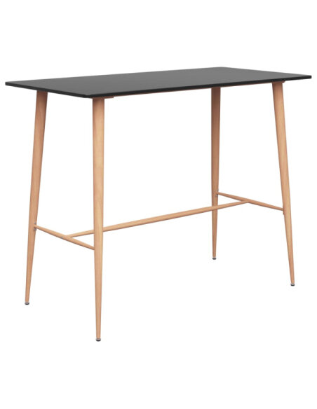 Table mange debout Scandinave avec 6 tabourets - Noir et blanc - Bois et métal