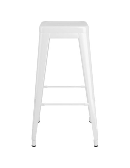 Table mange debout Scandinave avec 6 tabourets - Noir et blanc - Bois et métal