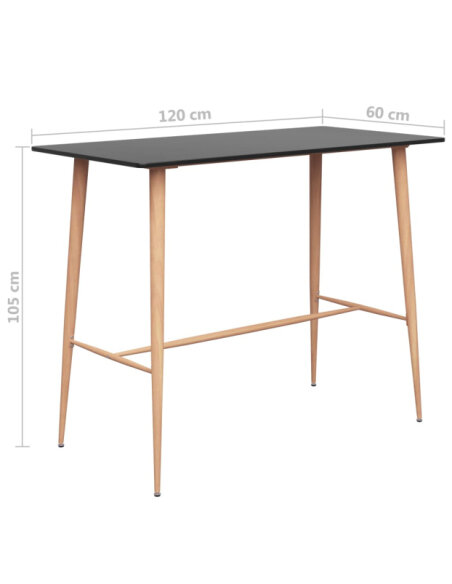 Table mange debout Scandinave avec 6 tabourets - Noir et blanc - Bois et métal