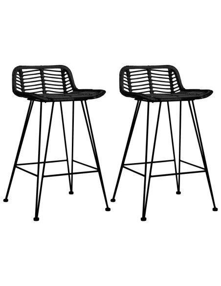 Chaise de bar Bohème / Nature en lot de 2 en rotin Noir  {attributes} Chaise de bar Bohème / Nature en lot de 2 en rotin Noir  {attributes}