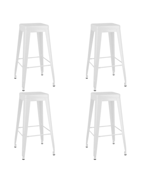Table mange debout Industriel avec 4 tabourets - Noir et blanc - Bois et métal