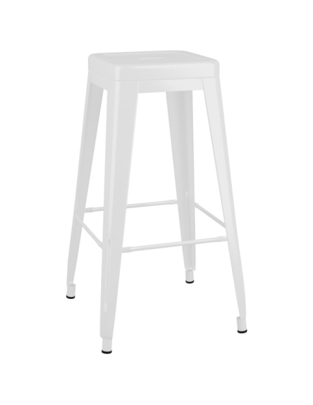 Table mange debout Industriel avec 4 tabourets - Noir et blanc - Bois et métal