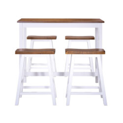Table mange debout Campagne avec 4 tabourets - Marron et blanc