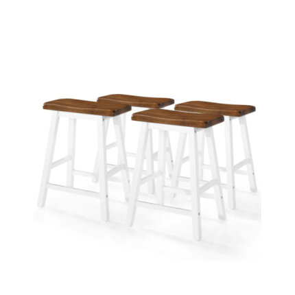 Table mange debout Campagne avec 4 tabourets - Marron et blanc 