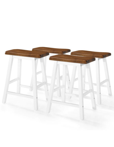 Table mange debout Campagne avec 4 tabourets - Marron et blanc 