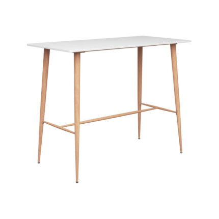 Table mange debout Scandinave avec 6 tabourets - Blanc et gris - Bois et métal