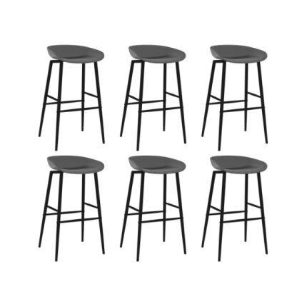 Table mange debout Scandinave avec 6 tabourets - Blanc et gris - Bois et métal