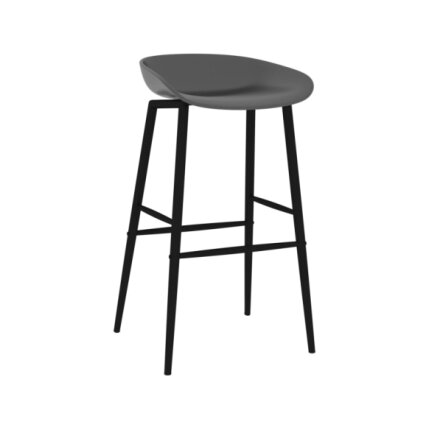 Table mange debout Scandinave avec 6 tabourets - Blanc et gris - Bois et métal