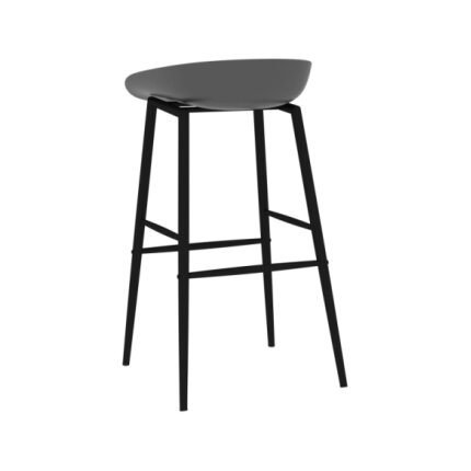 Table mange debout Scandinave avec 6 tabourets - Blanc et gris - Bois et métal